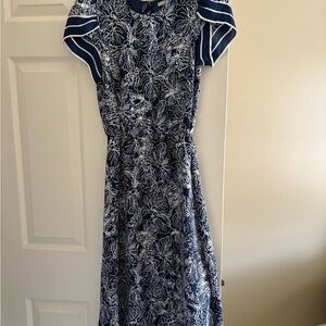 H&M Elegant Navy and White Floral Dress